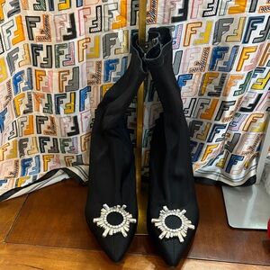 Chic Black Heeled Boots with Embellishments